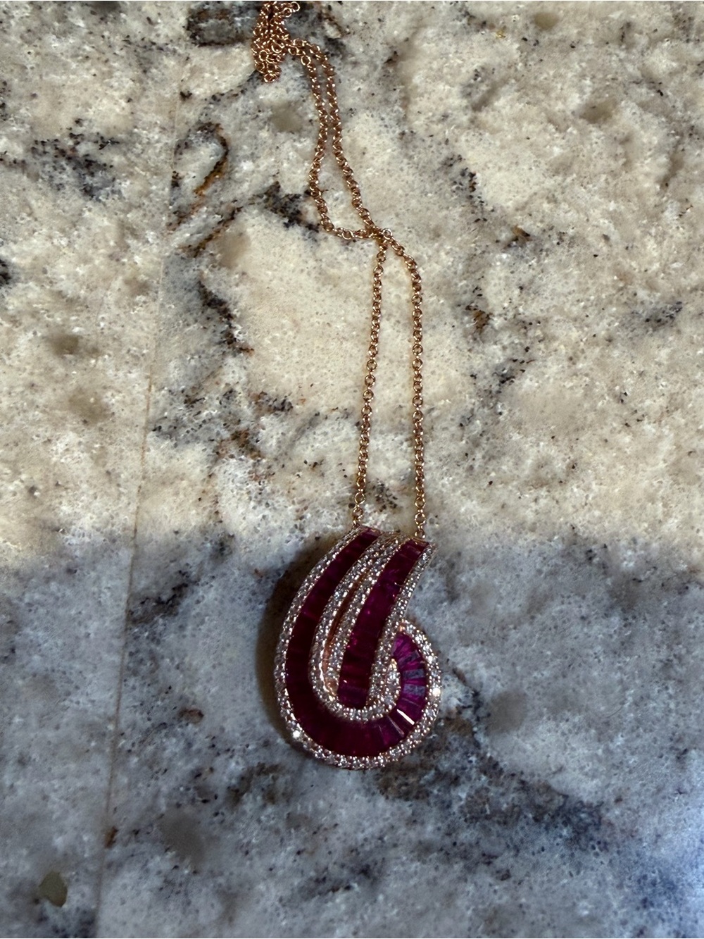 Effy 14K Rose Gold Pendant Necklace with Deep Pink Ruby and Diamond Accents